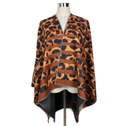 Digital printing women poncho leopard