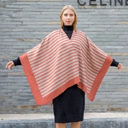 Reversible women poncho stripe